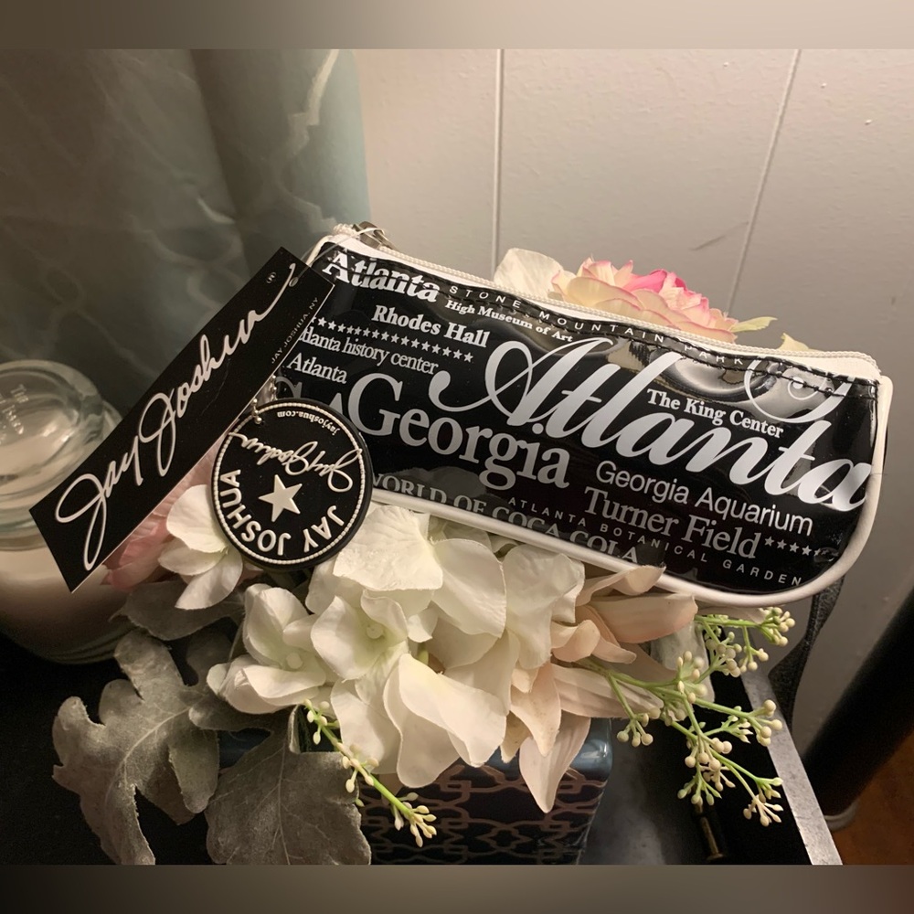 New JAY JOSHUA Atlanta Georgia Black CASE Travel Cosmetic Pencil Makeup BAG